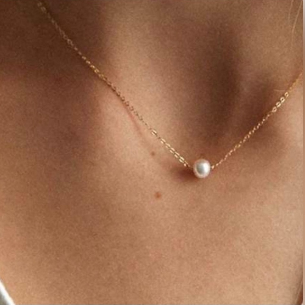 NEW! RAMLA Pearl Choker Necklace Large Freshwater Pearl 14K Gold PVD Plated